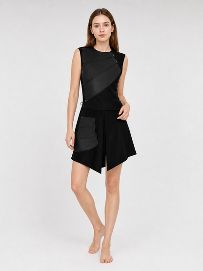 Black Asymmetrical Sleeveless Jumpsuit