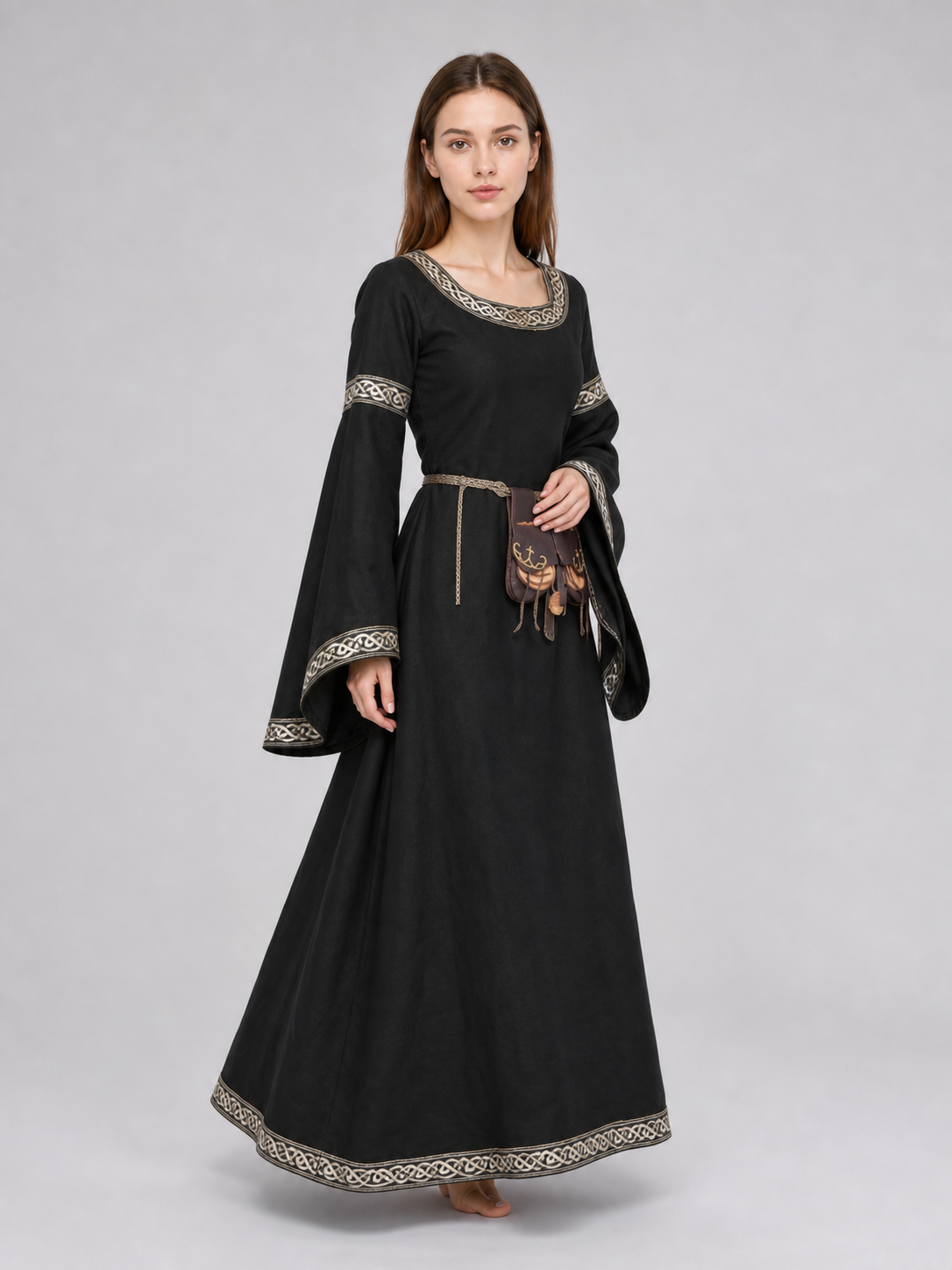 Medieval Dress with Belt and Bell Sleeves