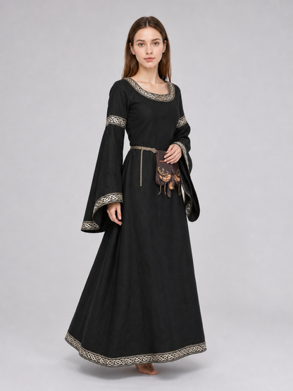 Medieval Dress with Belt and Bell Sleeves