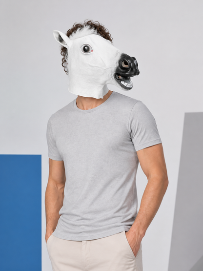 White Horse Head Carnival Mask for Halloween and Cosplay Costume Masks detail