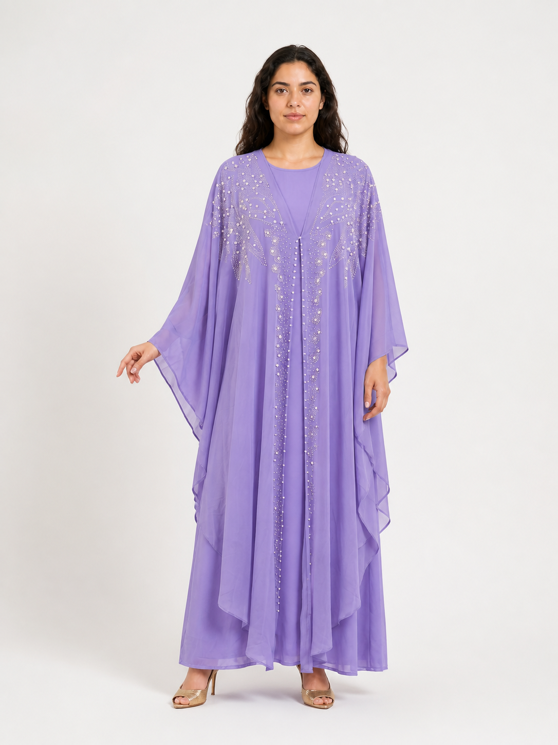 Dress-Cape Set with Hood TL621, Loose Fit Costume Dresses detail