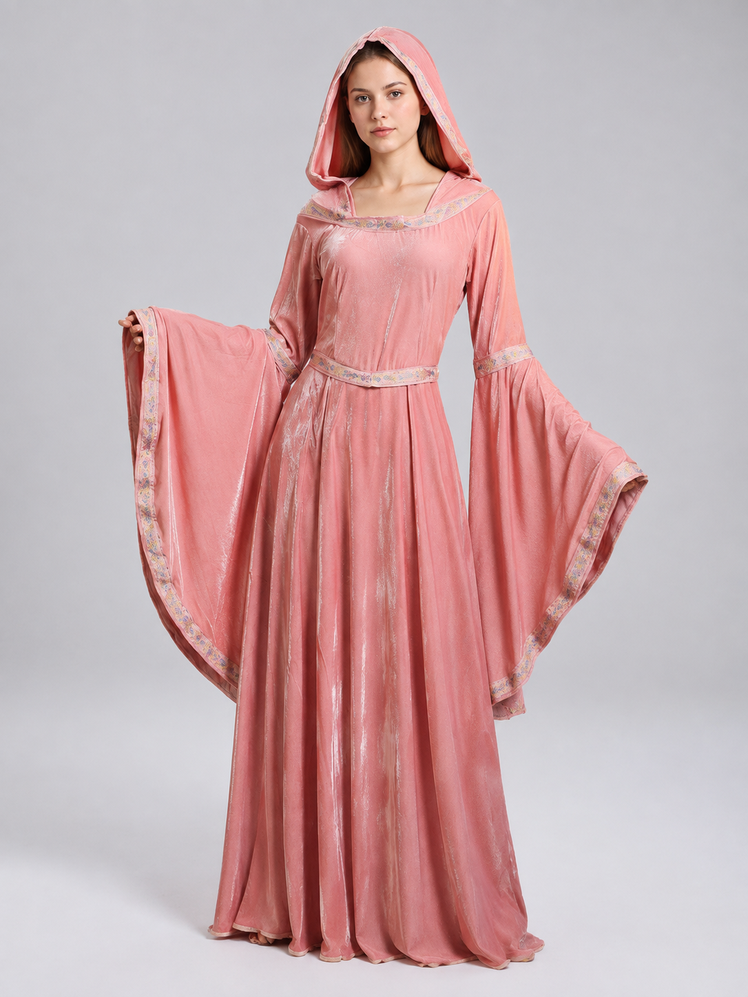 Medieval-Style Hooded Dress with Belt Costume Dresses detail