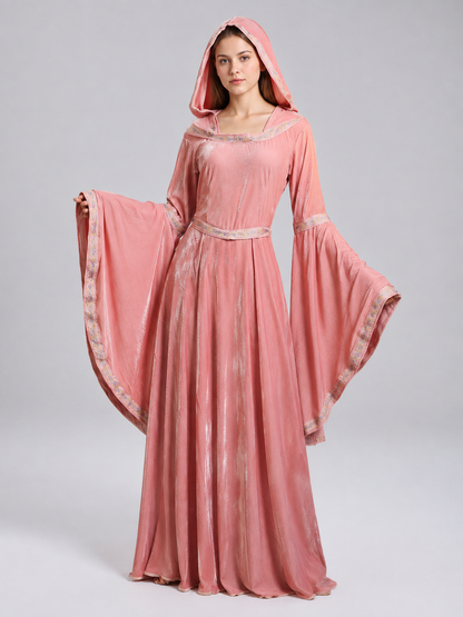 Medieval-Style Hooded Dress with Belt Costume Dresses detail