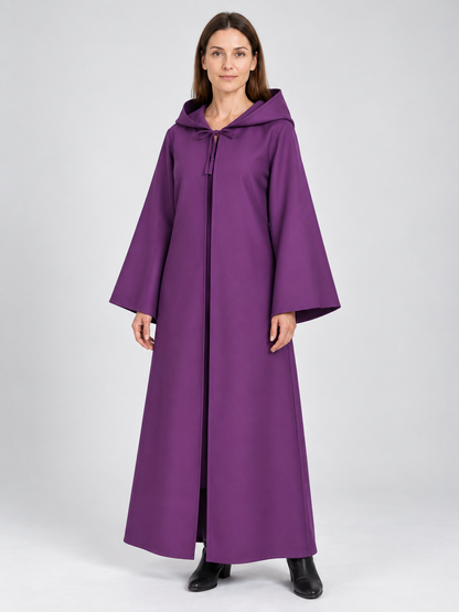 Long Purple Hooded Cloak Cape for Carnival