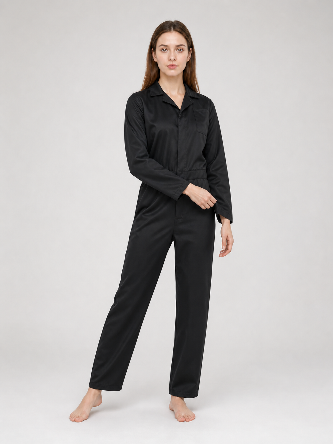 Miles Black Long-Sleeve Jumpsuit