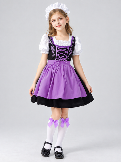 Kids' Bavarian-Style Costume (Dirndl), Purple