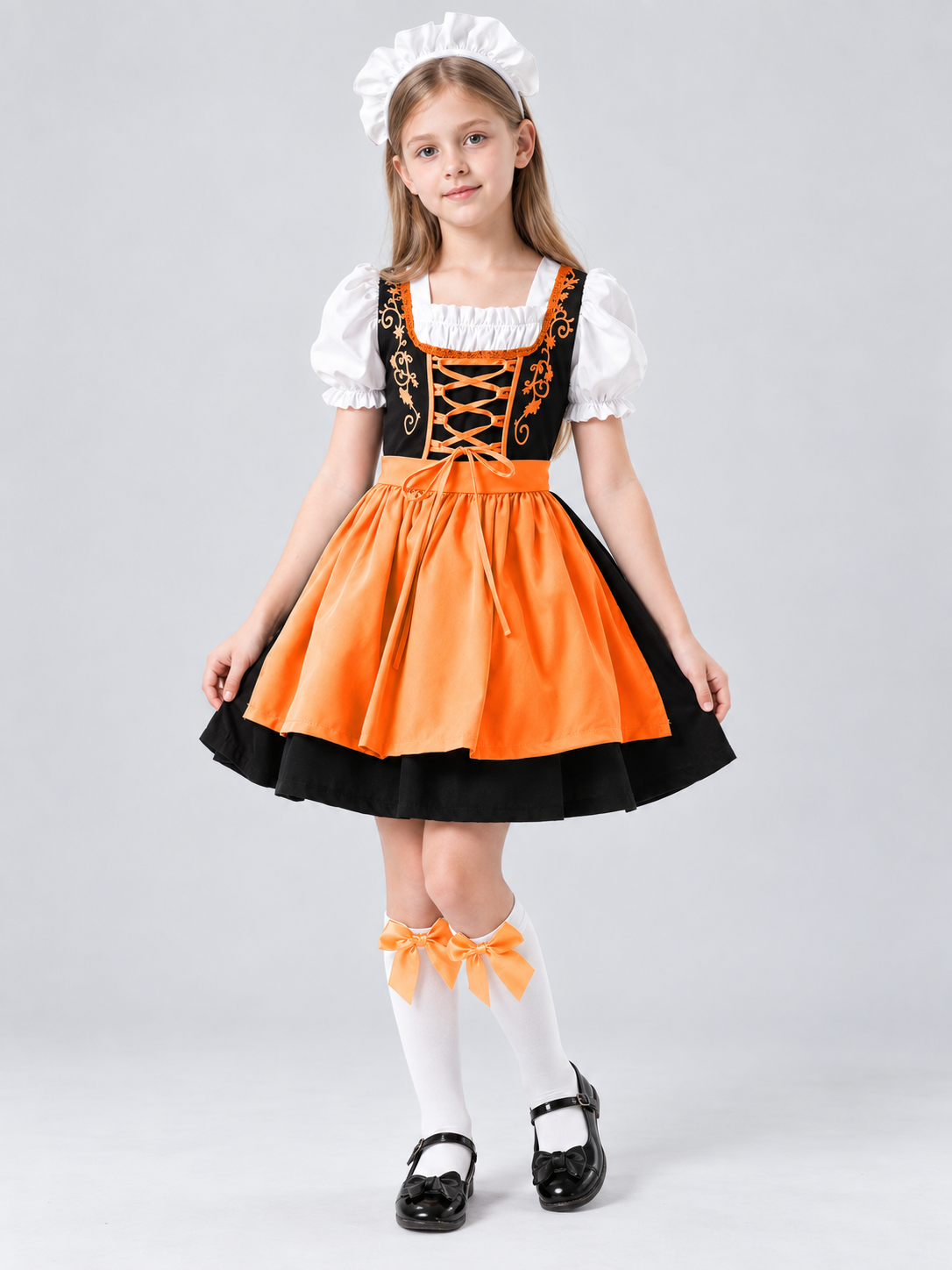 Bavarian-Style Children's Costume with Orange Apron
