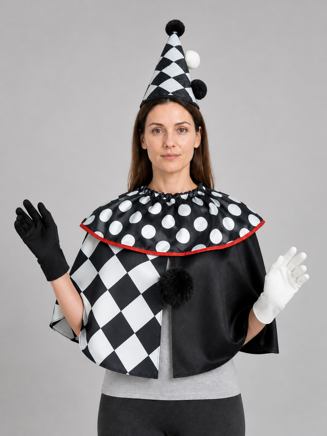 Carnival Clown Hat with Pom-Poms Costume Headwear detail