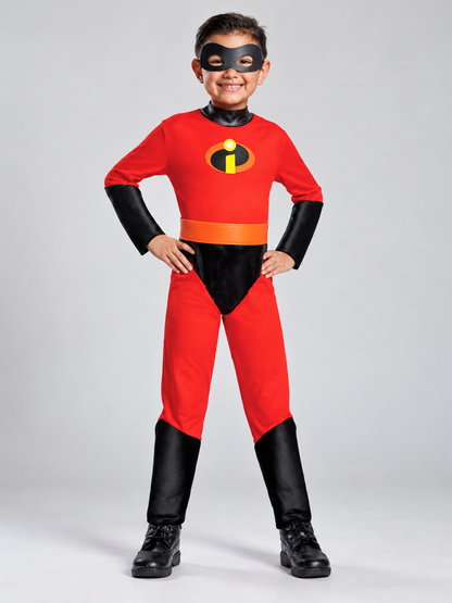 Kids' Superhero Costume, Red, with Mask