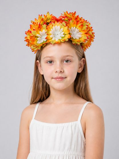 Carnival Headwear with Orange and White Flowers Costumes detail