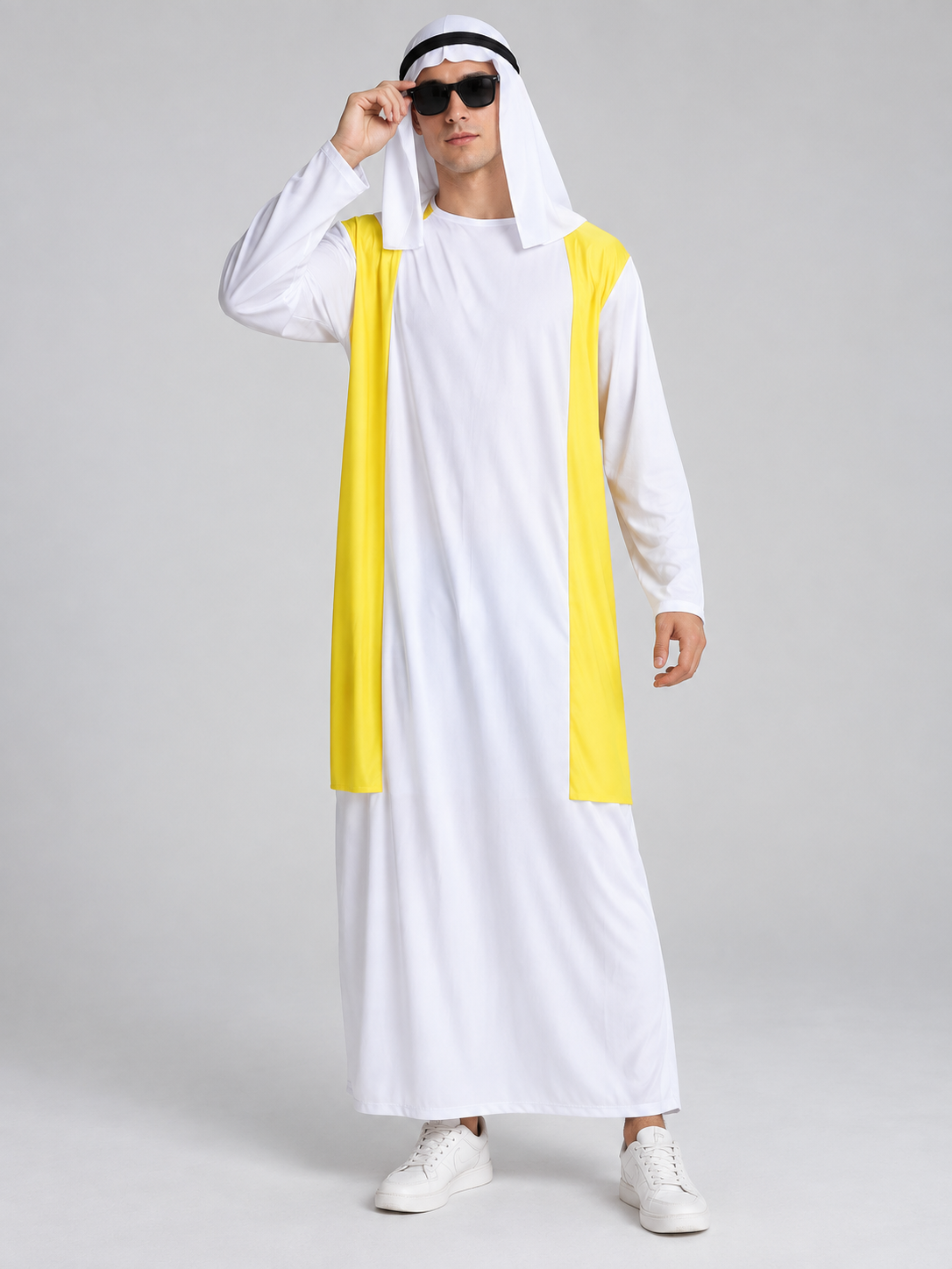 White Carnival Costume with Yellow Inserts