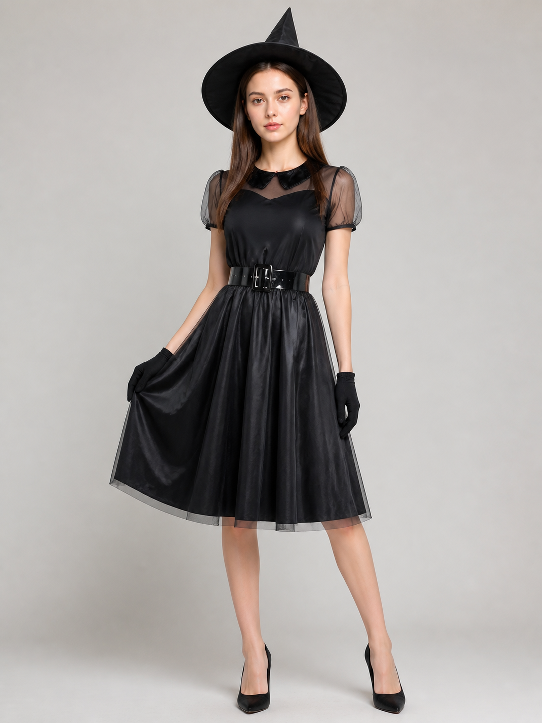 Witch Costume with Dress, Hat, and Gloves Costume Dresses detail
