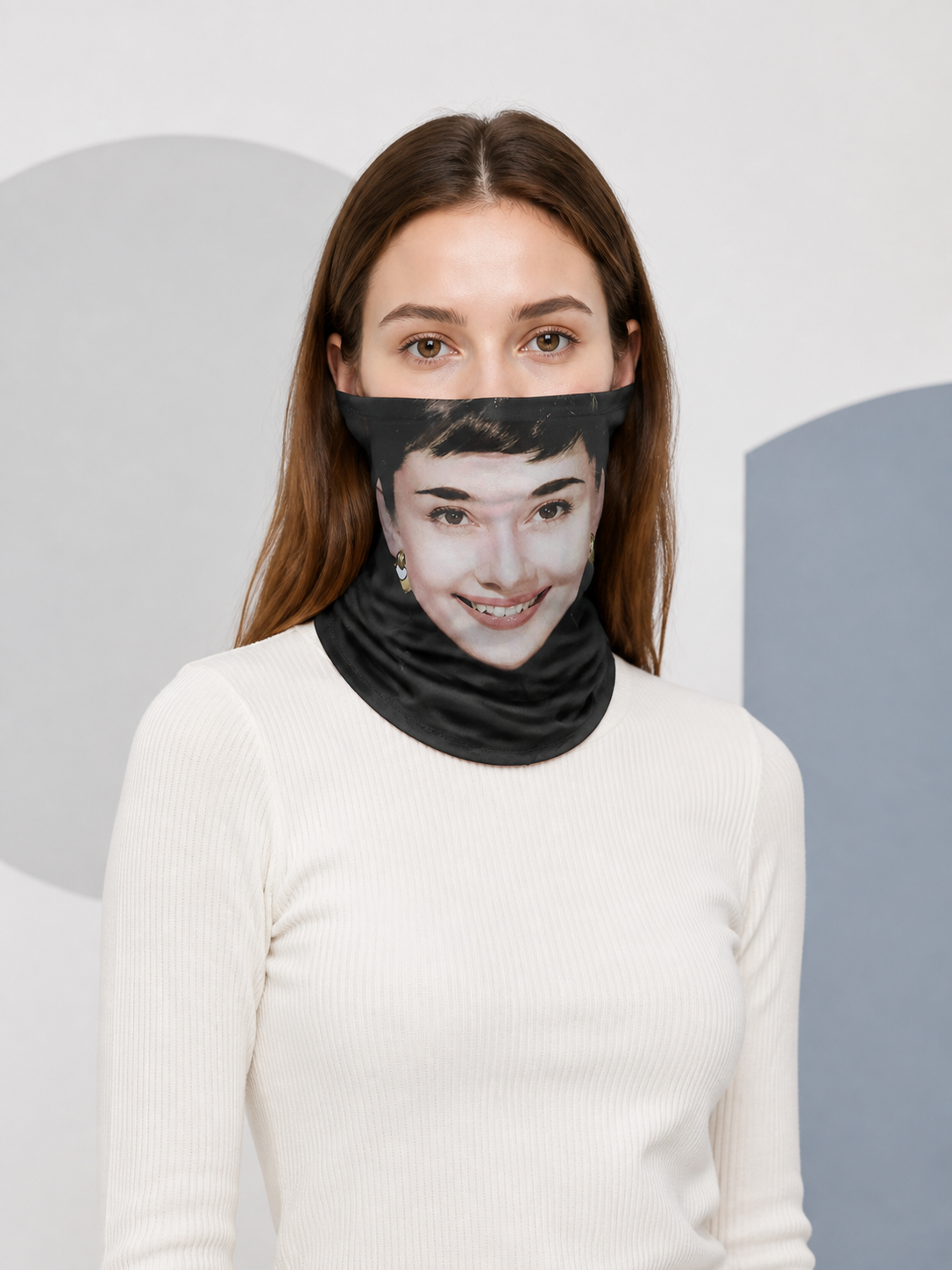 Realistic Face Cosplay Mask for Halloween on-model front view