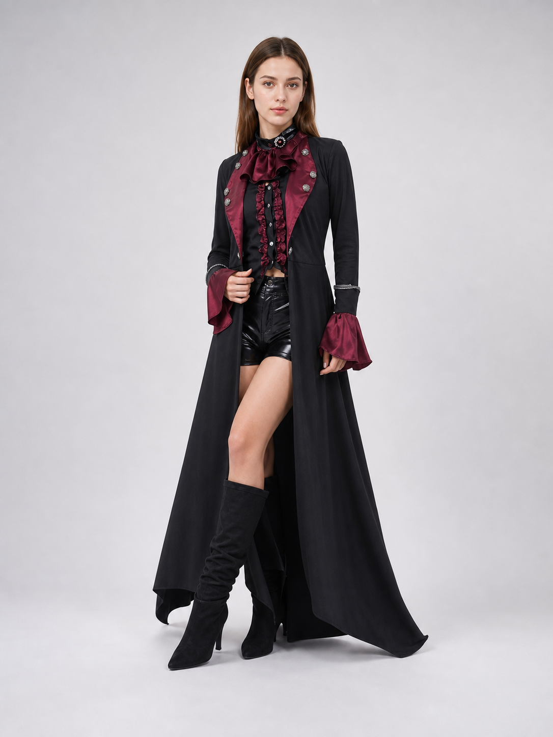 Gothic Vampire Costume with Top Hat for Halloween