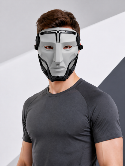 White Carnival Mask with Black Accents for Halloween