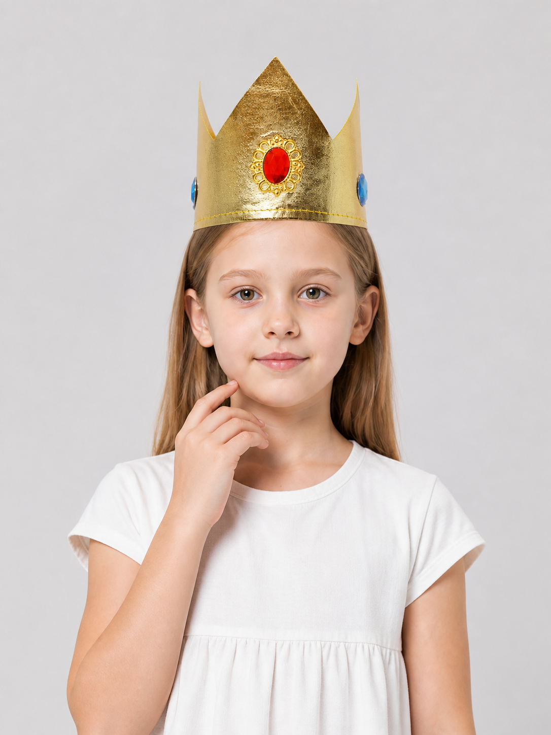 Red, Blue, and Gold Carnival Crown for Halloween Costume Headwear detail