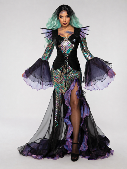 Mermaid Stage Costume with Long Skirt and Sleeves