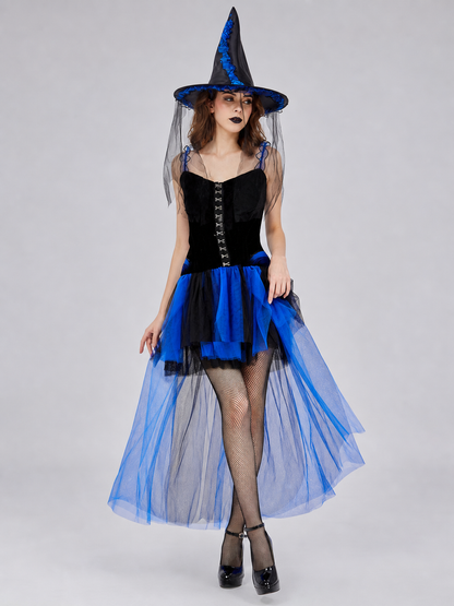 Halloween witch costume with hat and veil