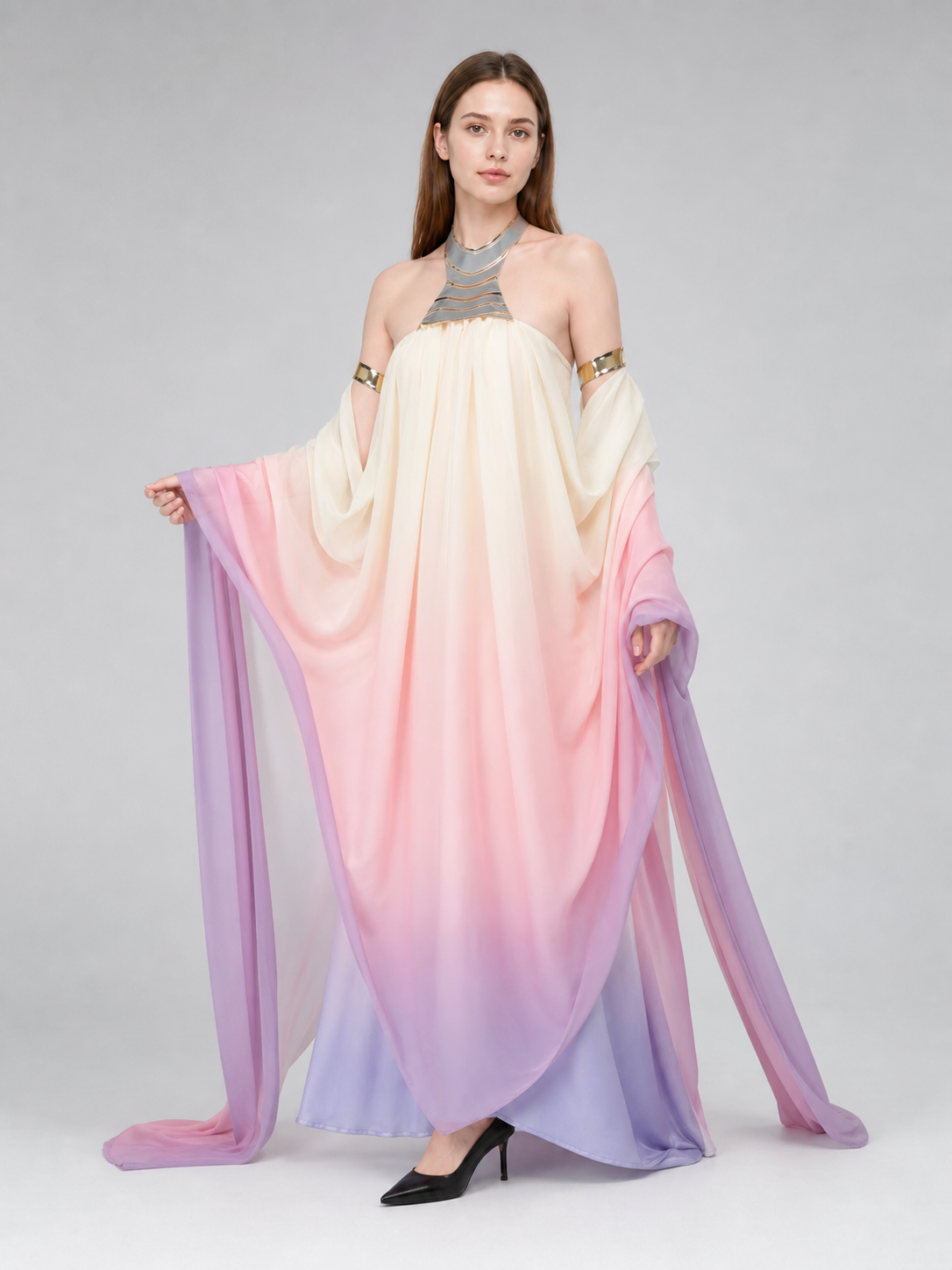 Amidala Cosplay Dress with Draping and Train