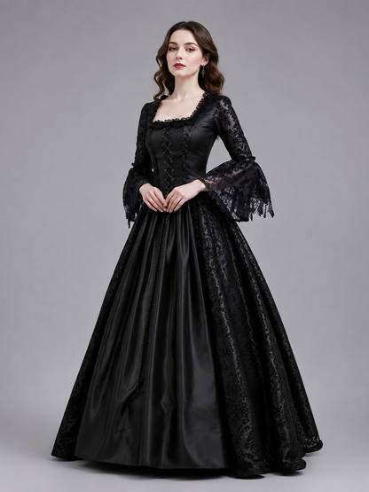 Floor-Length Medieval Dress with Lace and Lacing Costume Dresses detail