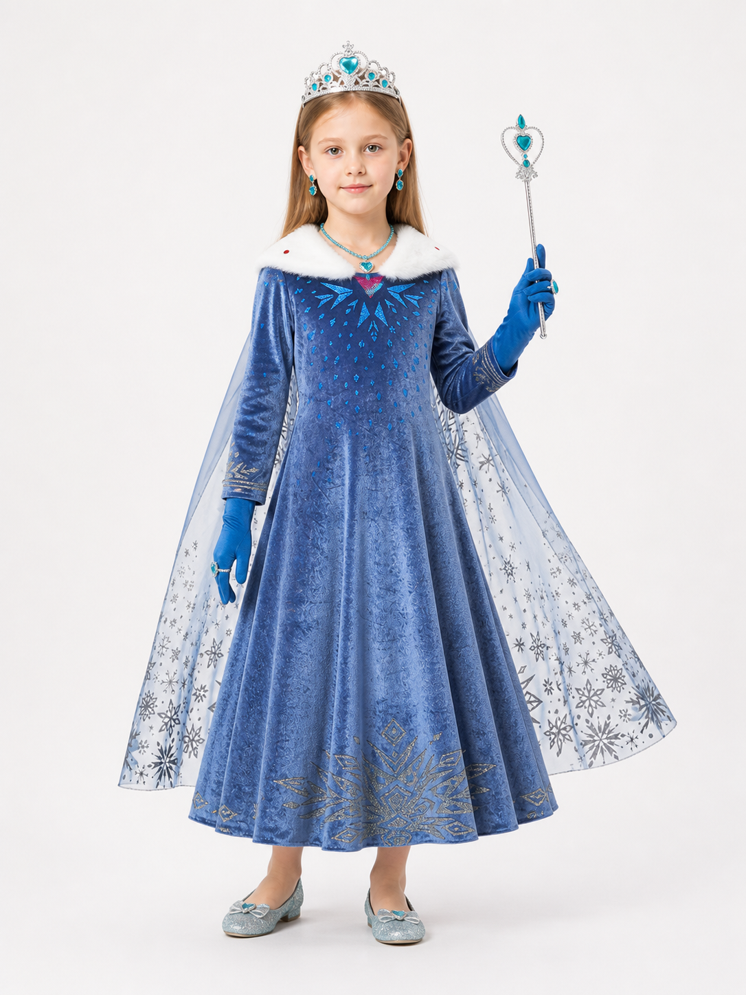 Snow Queen Costume with Cape for Cosplay Costume Capes detail