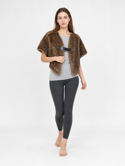 Fluffy shoulder cape, tricolor pile
