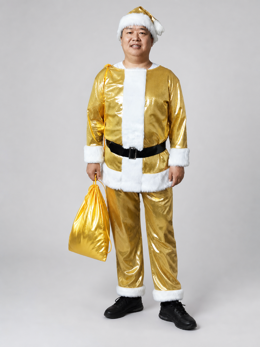 Gold New Year's Costume with White Trim