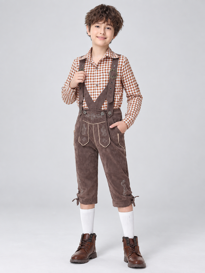 Bavarian-Style Kids' Costume: Shirt and Suspender Pants