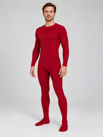 Red form-fitting jumpsuit made of milk silk