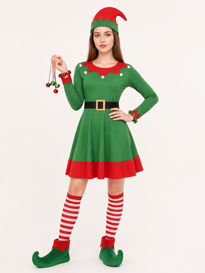 Green Christmas Elf Cosplay Set Costumes detail