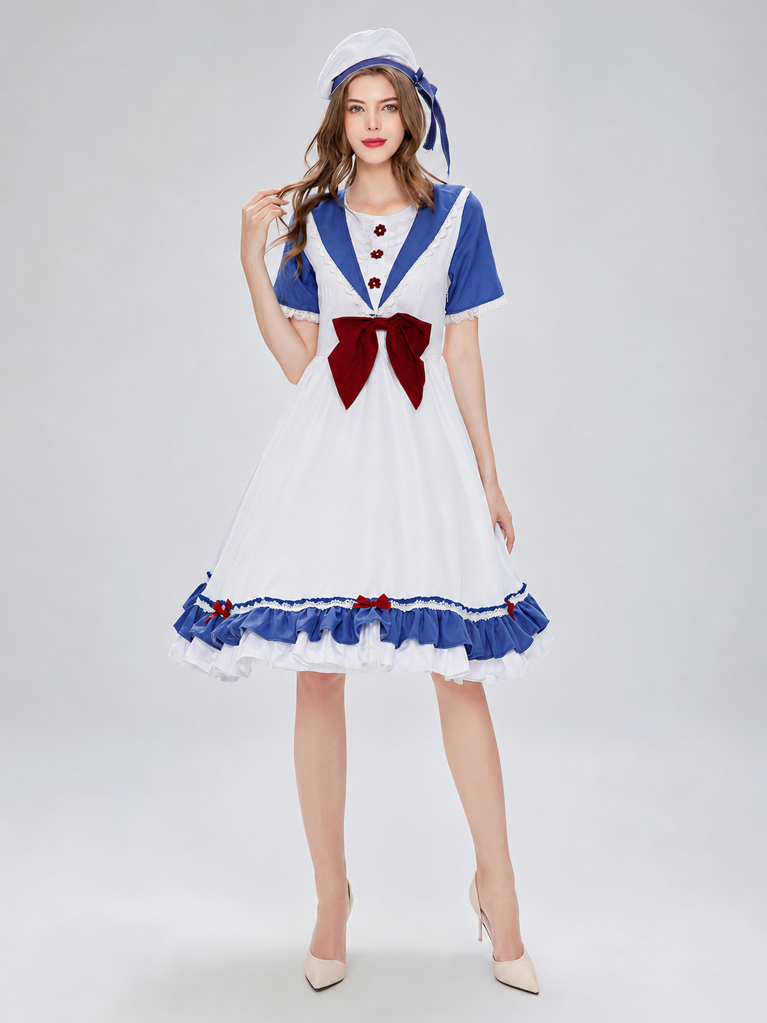Cosplay Dress Costume with a Bow and Ruffles