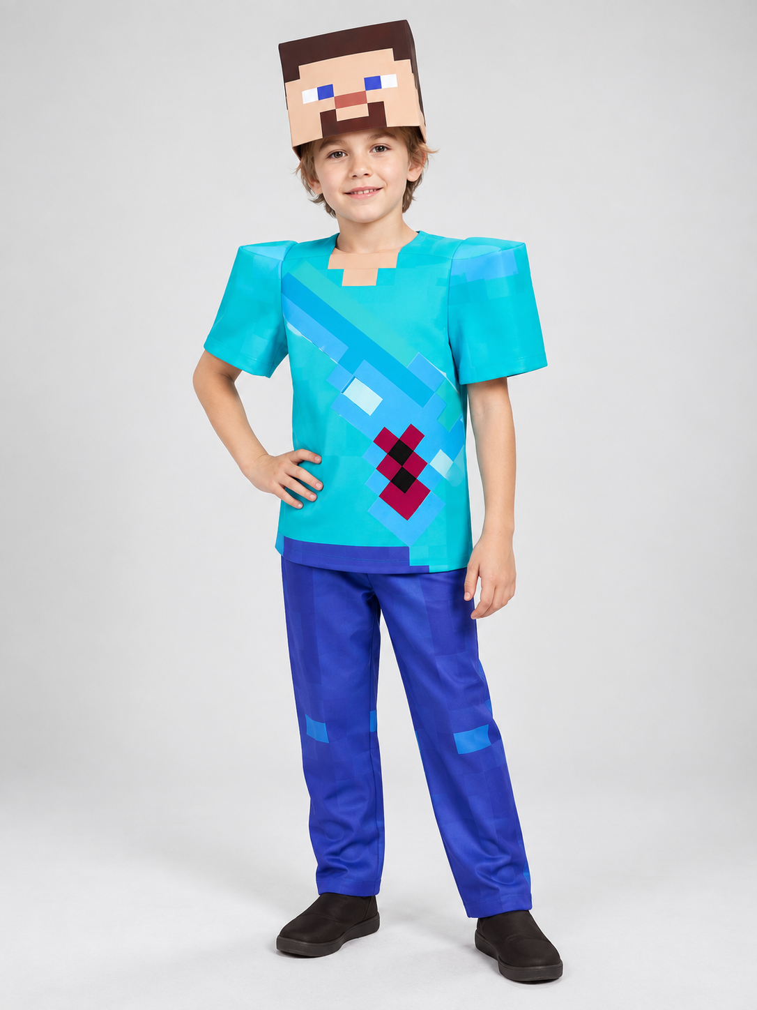 Pixel-Style Carnival Costume with Mask