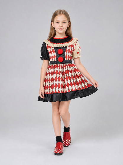 Clown Costume with Dress, Hat, and Shoes