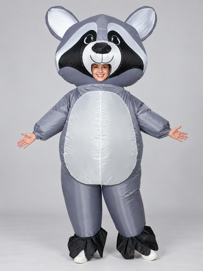 Inflatable Raccoon Costume Cartoon with Oversized Head Gray
