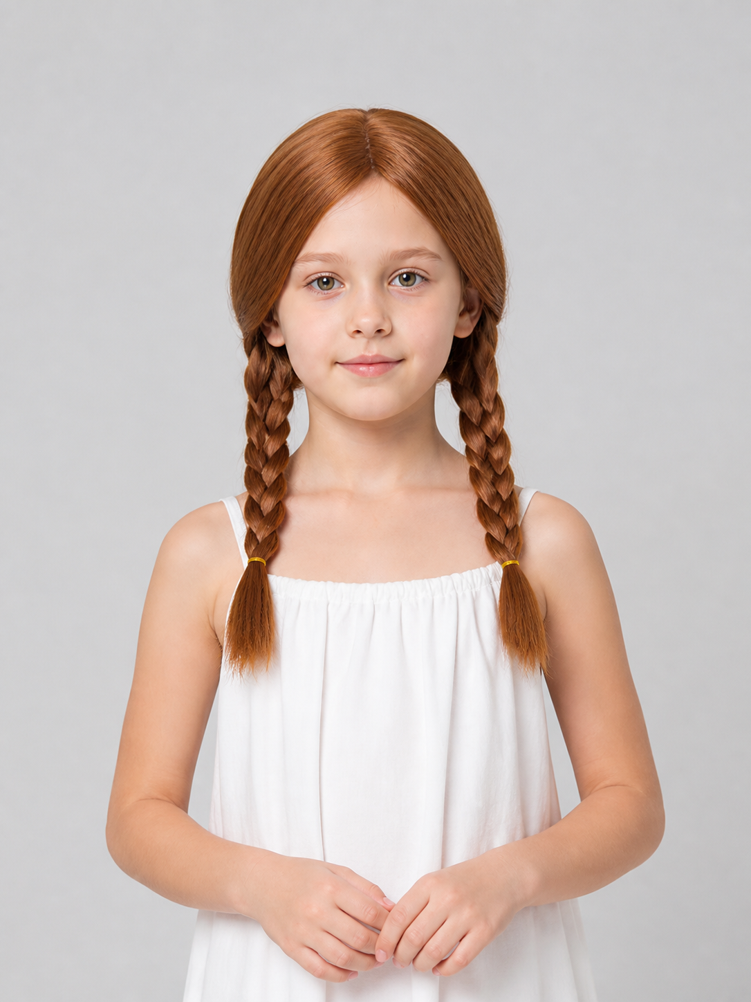 Brown Carnival Wig with Two Braids for Halloween Costume Wigs detail