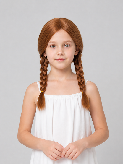 Brown Carnival Wig with Two Braids for Halloween Costume Wigs detail