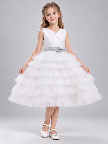 Children's Dress with a Tiered Skirt and V-Shaped Bodice Costume Dresses detail