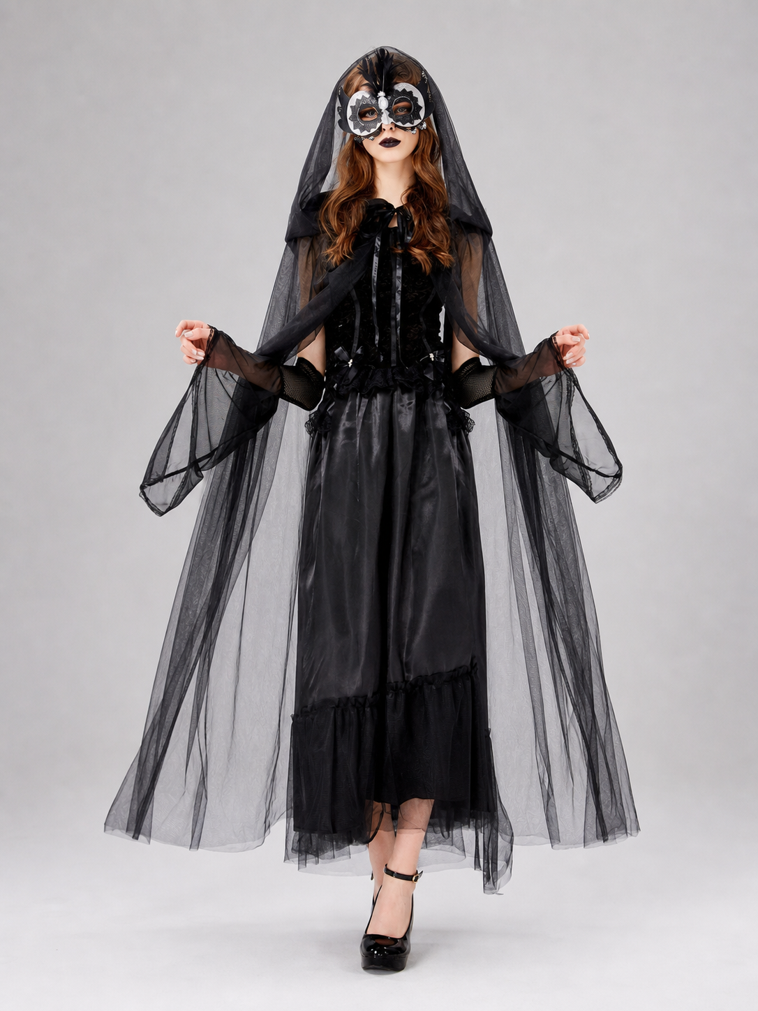 Vampire Costume with Dress and Cape, Gothic Look