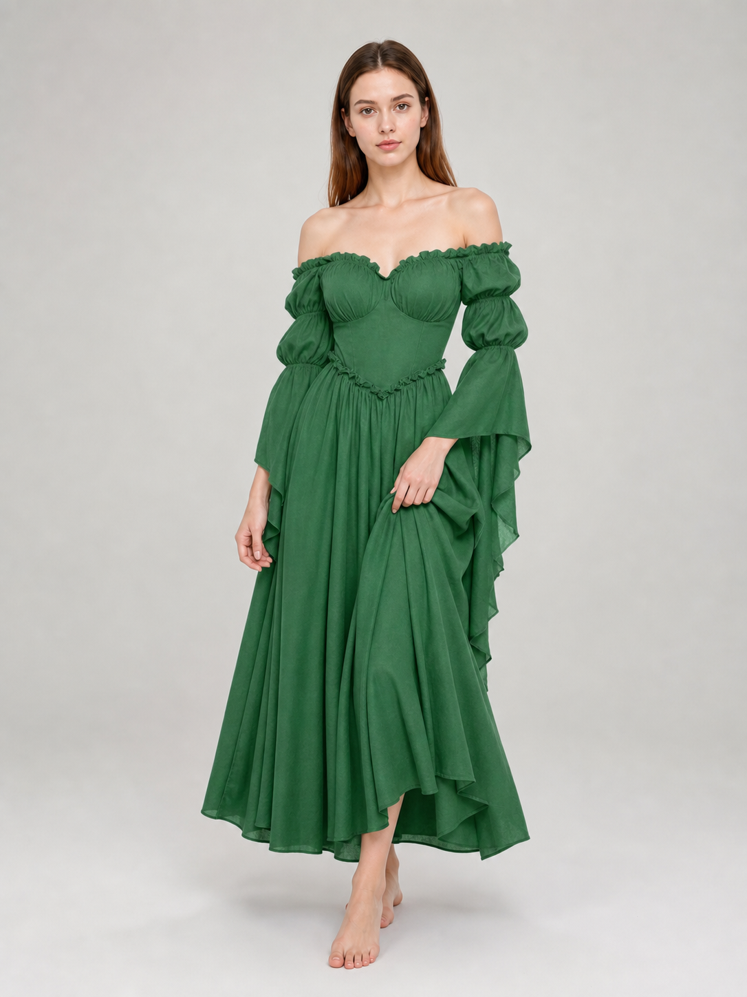 Green Vintage-Style Medieval Dress