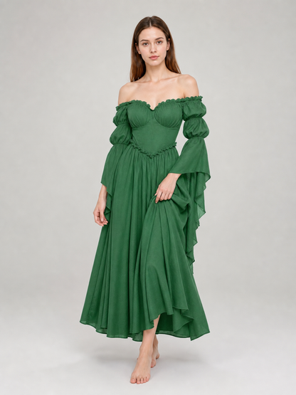 Green Vintage-Style Medieval Dress