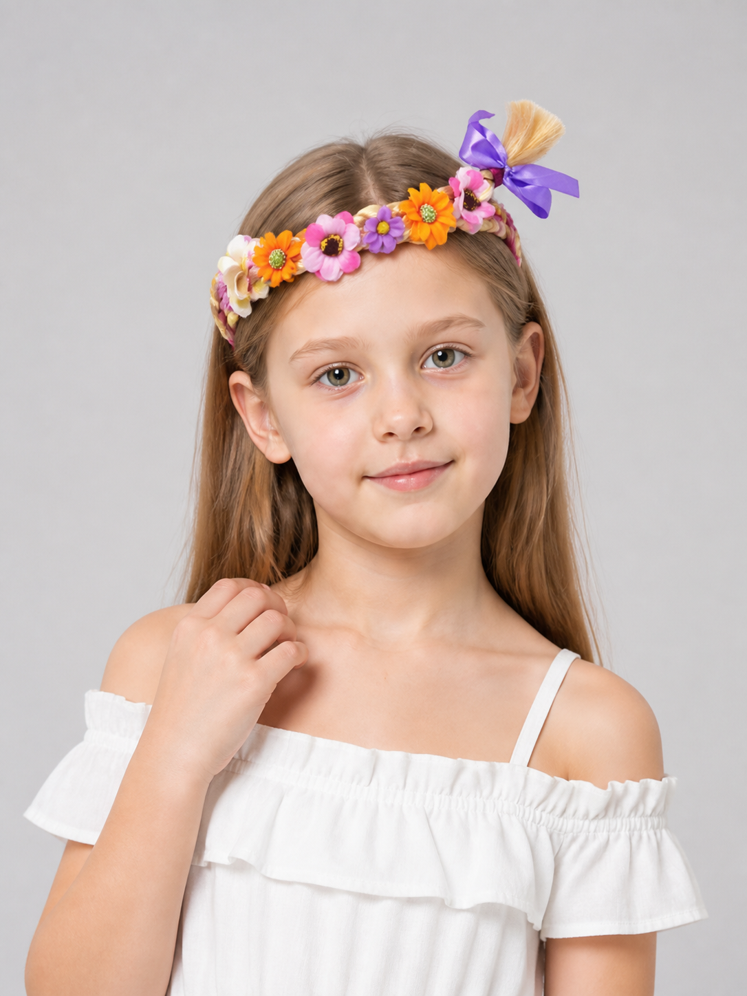 Halloween Carnival Headband with Flowers and Crown Costume Headwear detail