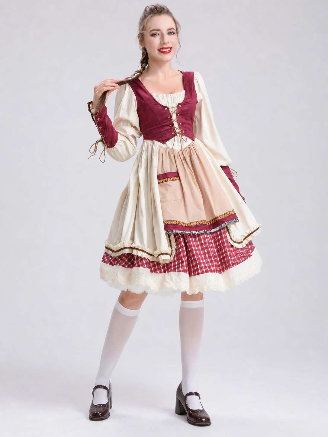 Carnival Costume with Apron and Full Skirt