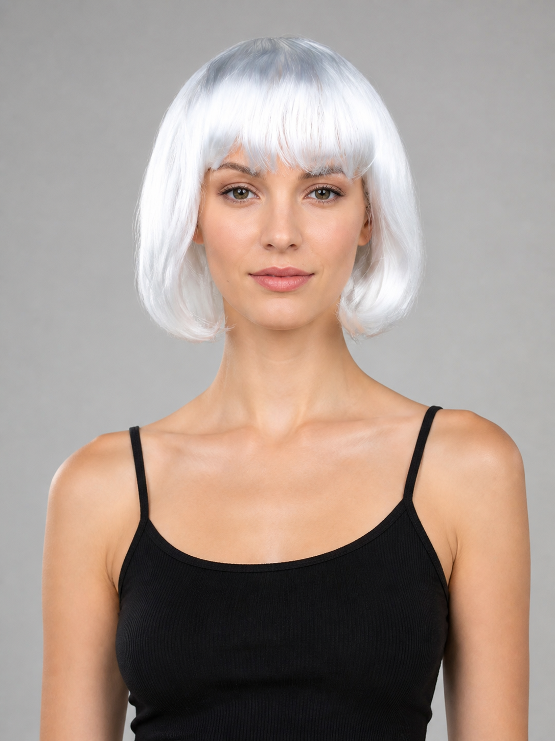 Silver Carnival Wig, Short Bob with Bangs Costume Wigs detail