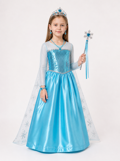 Blue Snow Queen Costume with Accessories