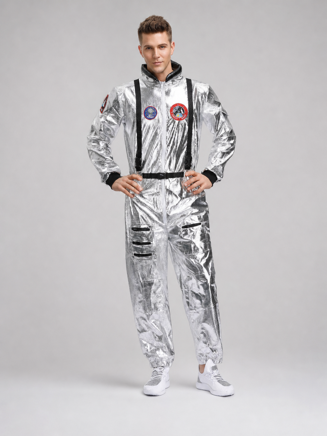 Astronaut Costume, Silver Jumpsuit for Cosplay