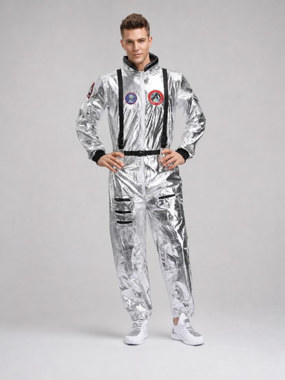 Astronaut Costume, Silver Jumpsuit for Cosplay