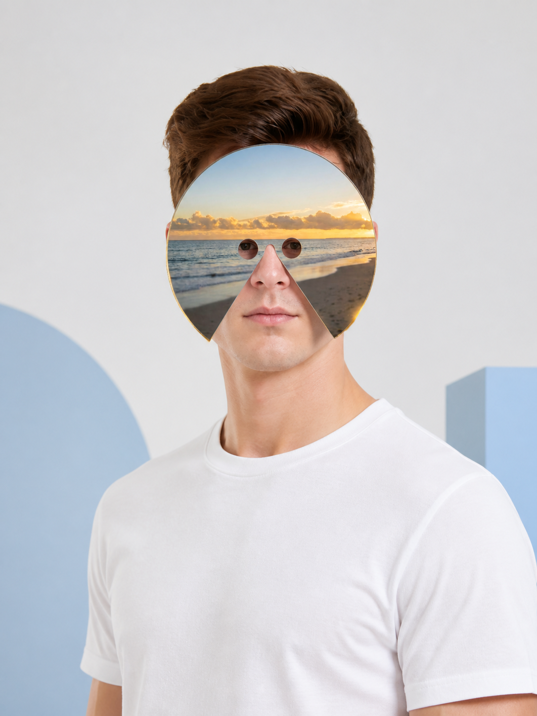 White Mirrored Halloween Mask for Cosplay and Parties Costume Masks detail