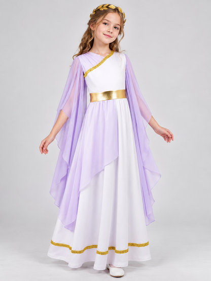 Greek-Style Dress with Draping and Gold Trim