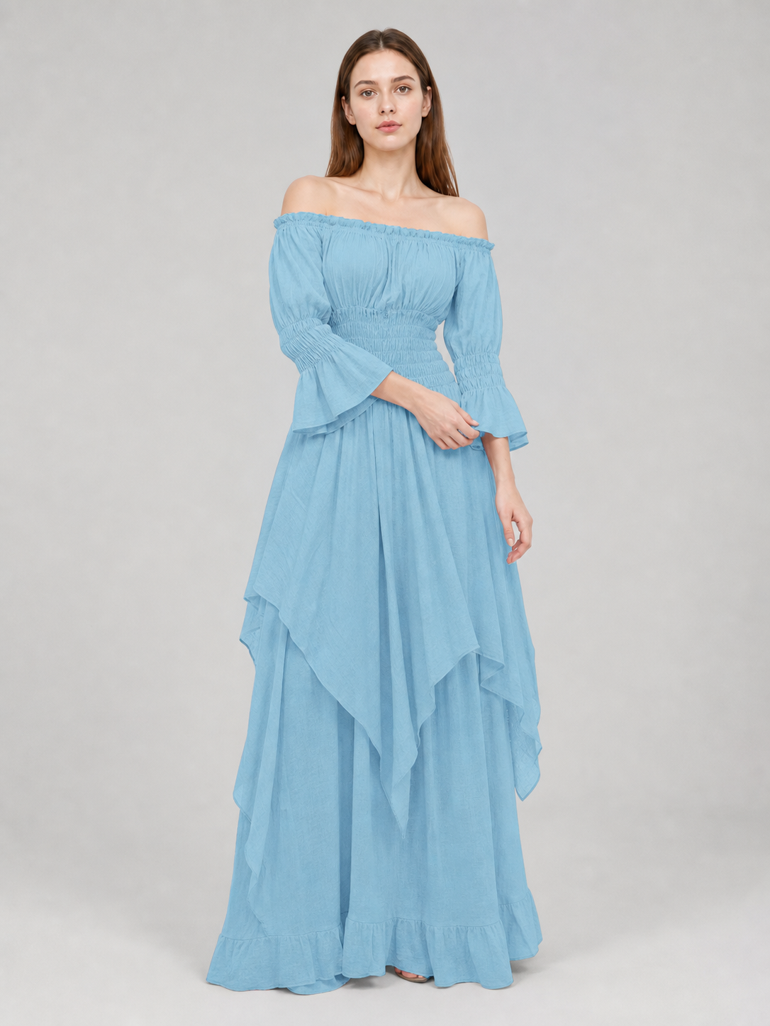Off-the-Shoulder Dress with Long Sleeves