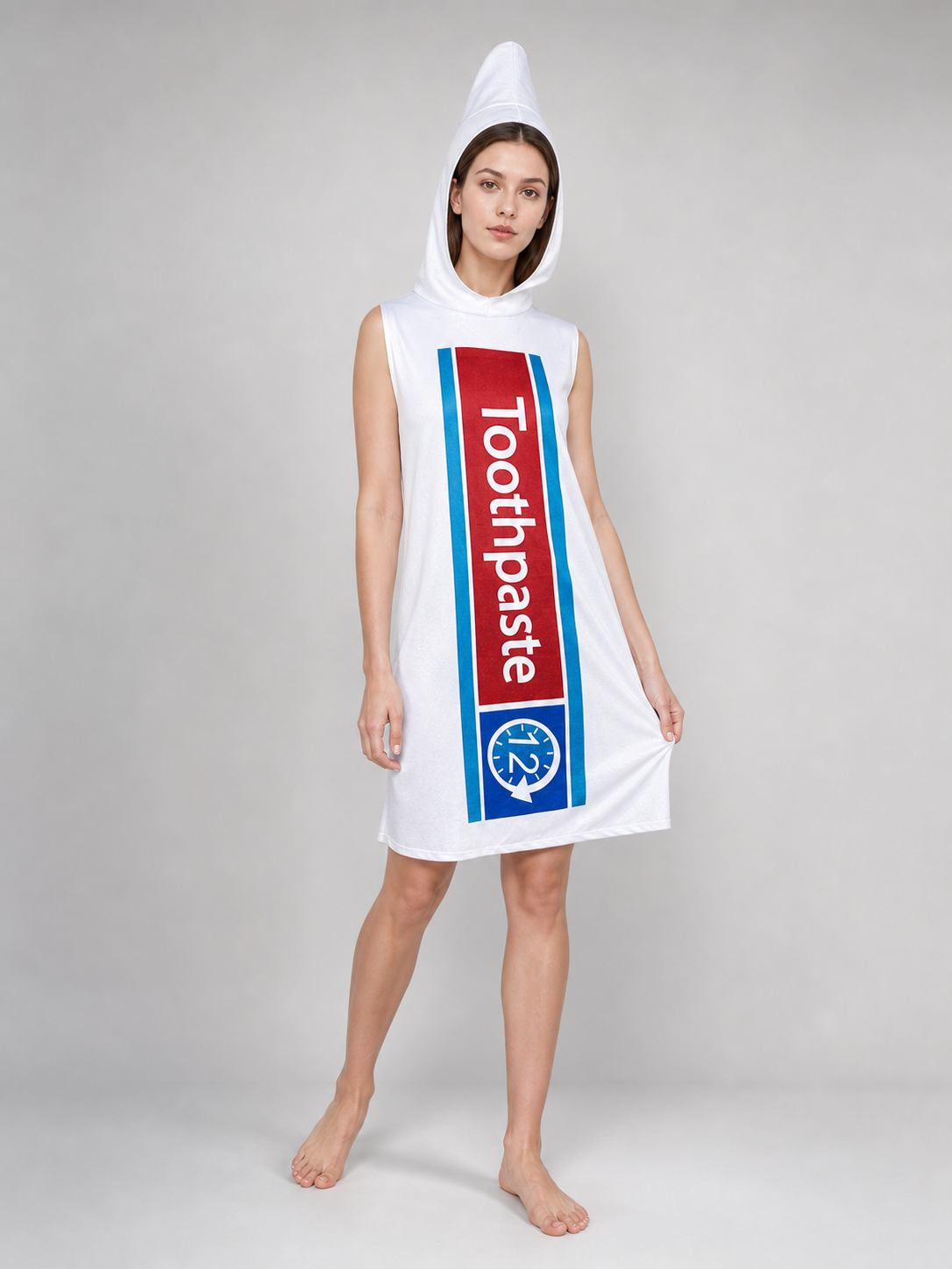 Toothpaste Cosplay Costume, White, Red, and Blue